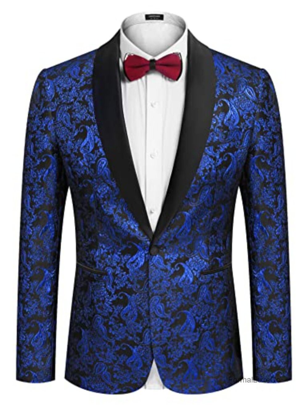 Men's Floral Jacquard Tuxedo Jacket Shawl Lapel Slim Fit Blazer Wedding Prom